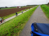 Blick vom Damm des Altrheins auf die Radlergruppe