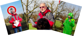 Der Vorsitzende Wolfgang Schmall begrüßt die Wanderlustigen und Ina Kohrs gibt den Startbefehl.