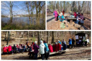 Im Kletterwald wird eine Trinkpause eingelegt